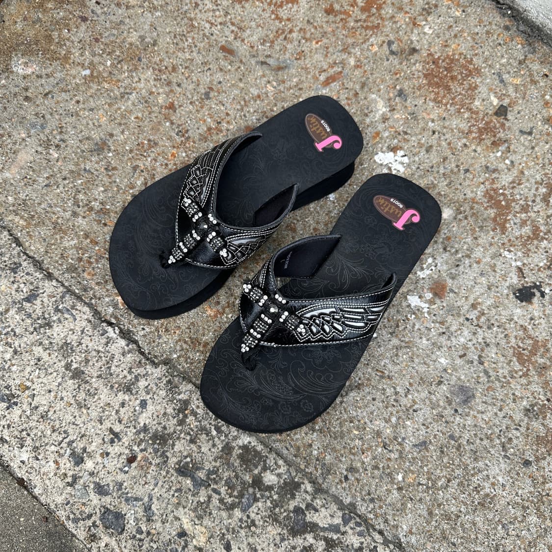00s 블랙 J Boots 라인스톤 크로스 레더 샌들 상품이미지4