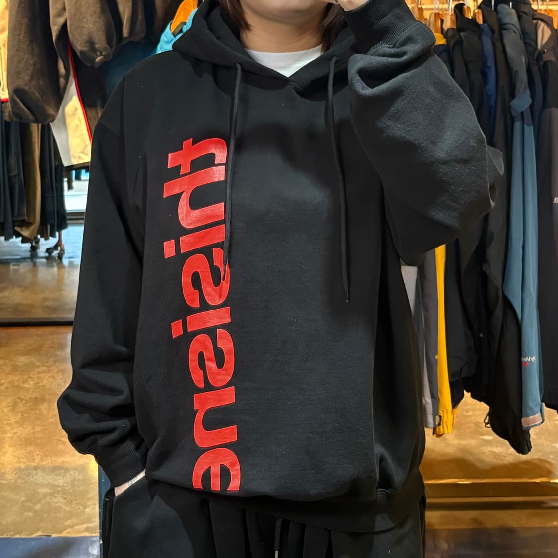 디스이즈네버뎃 로고 블랙 후드 상품이미지1