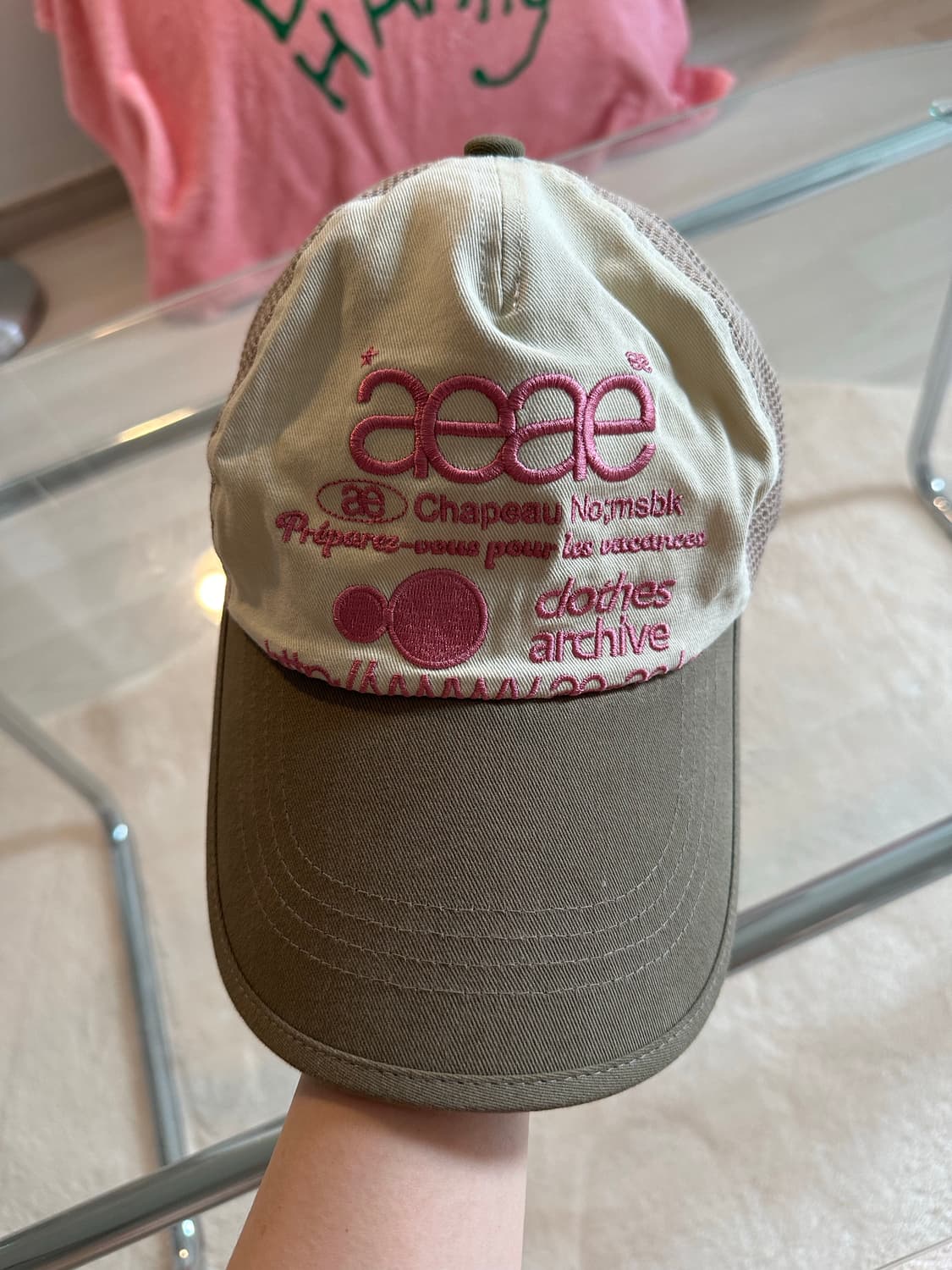 에이이에이이 WEB LOGO MESH CAP [OLIVE/BEIGE] 상품이미지6
