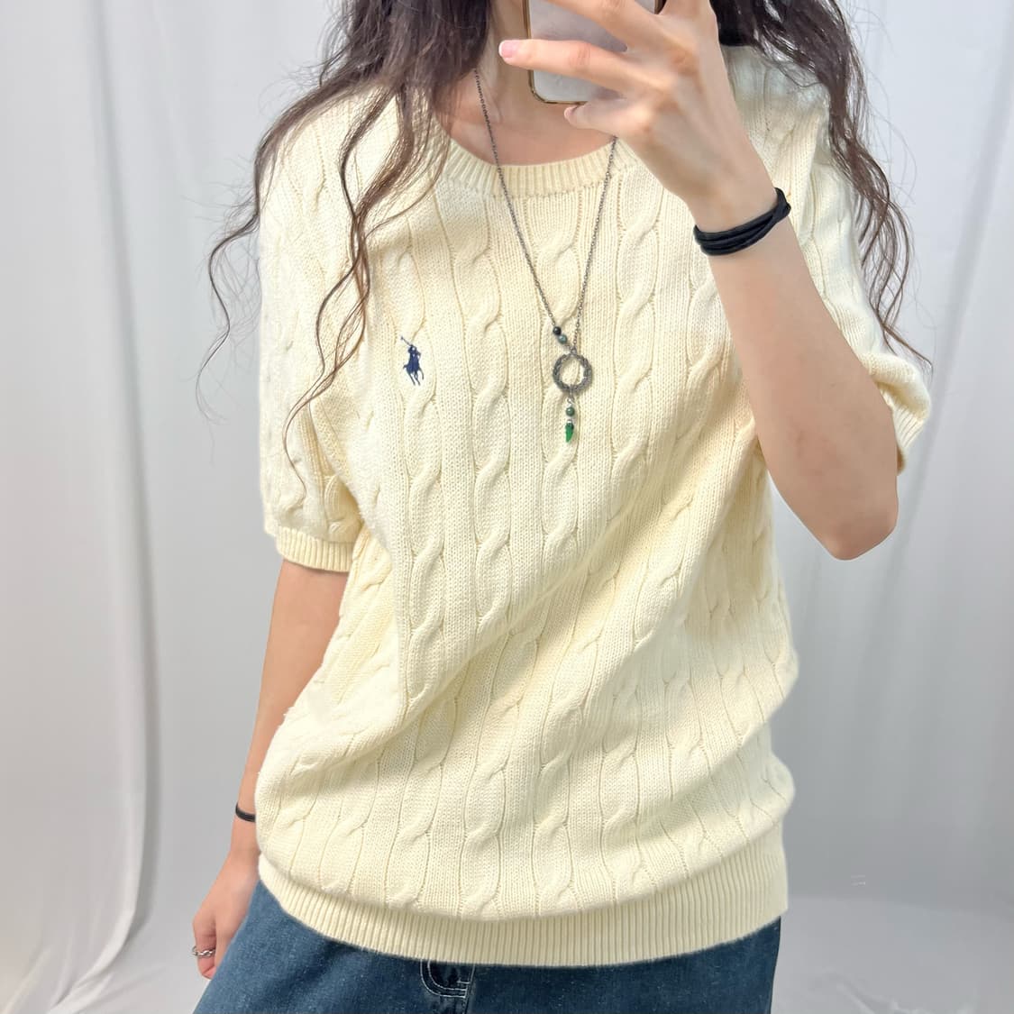 Polo ivory short-sleeve knit 상품이미지3