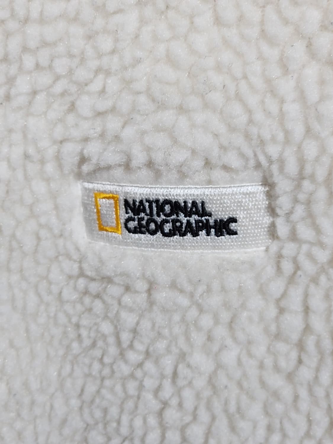 (L) 내셔널지오그래픽 플리스 점퍼 아이보리 뽀글이 와펜 후리스 자켓  상품이미지4