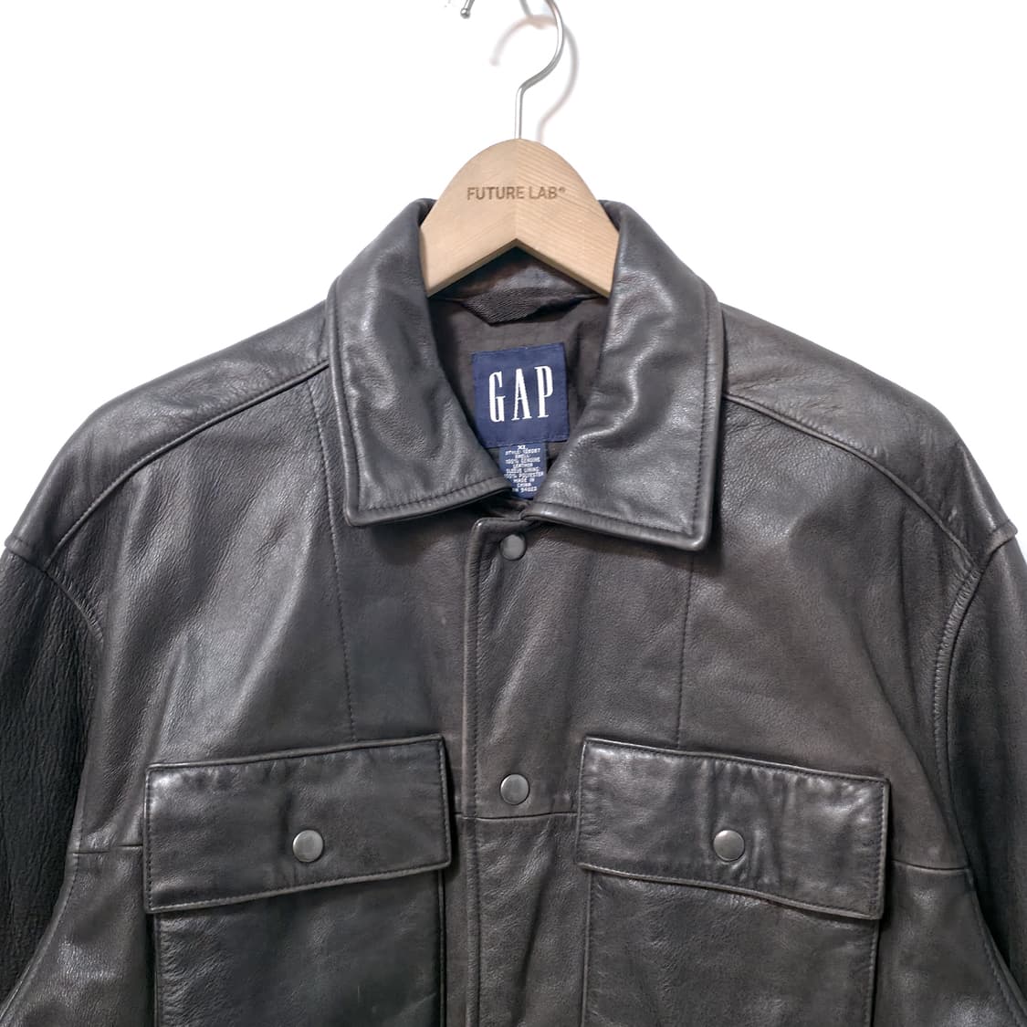 [XL] 90s 갭 레더 카 코트 다크 브라운 상품이미지3