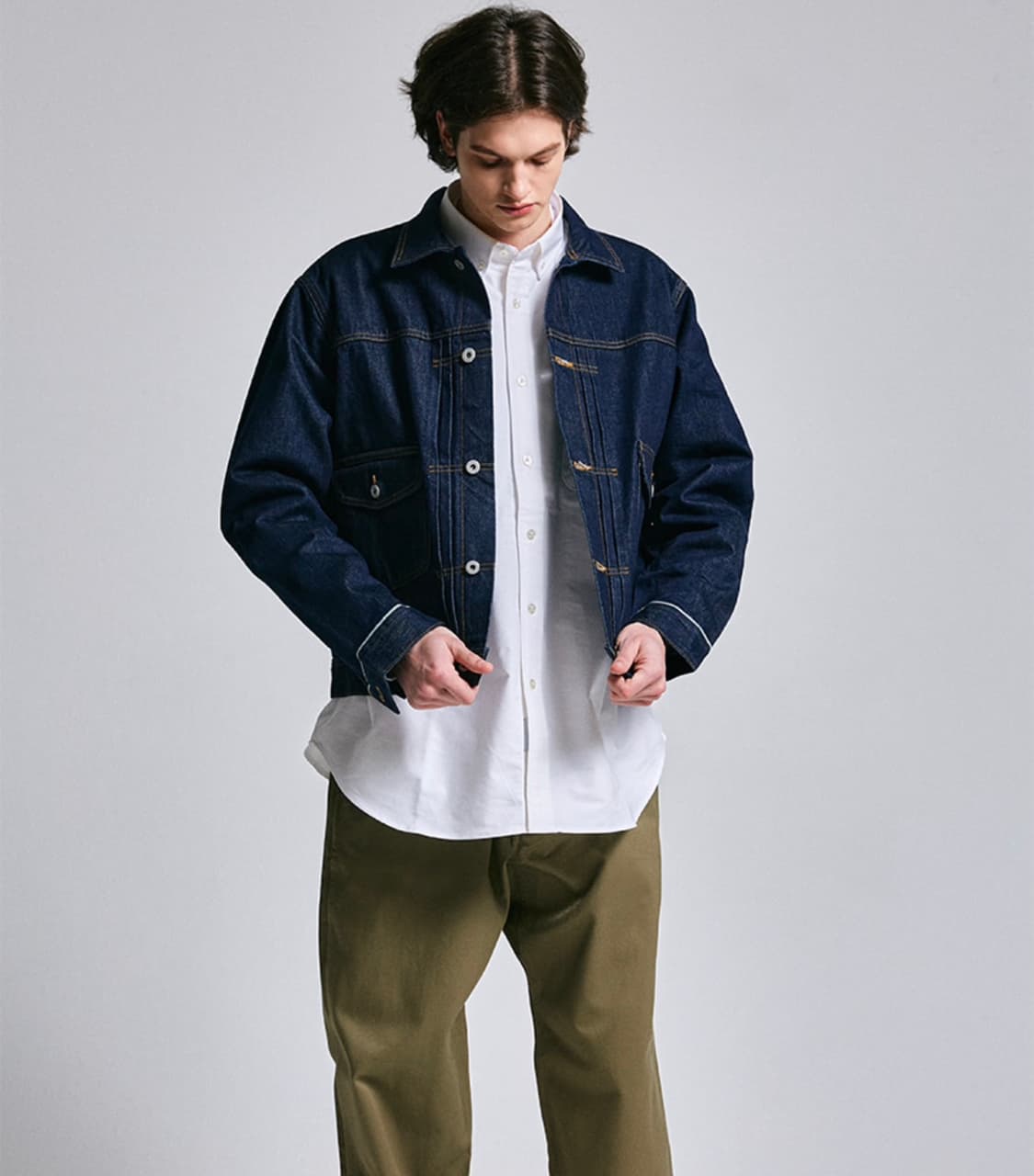 아웃스탠딩 2세대 라운드 포켓 셀비지 데님자켓 트러커 L 상품이미지2