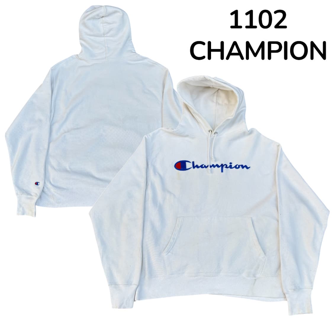 챔피온 일본판 리버스위브 화이트 빅로고 후드티 XL 상품이미지1
