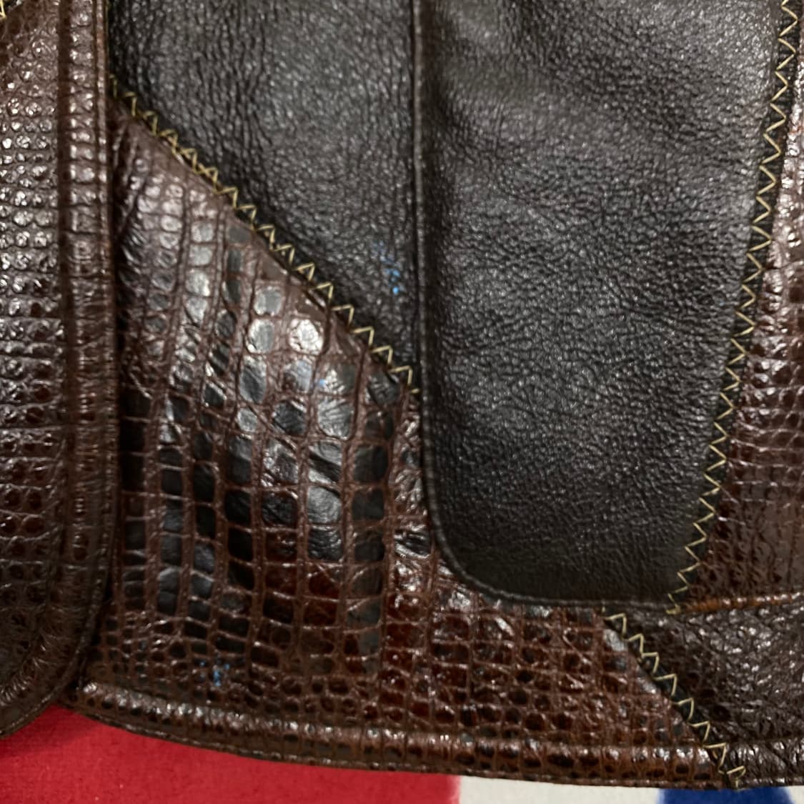 패치워크 양가죽 하프코트 실측 100 상품이미지7