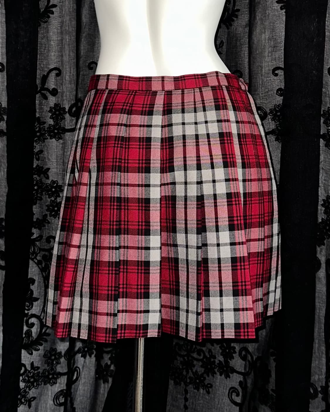 red checkered pleated skirt 상품이미지3
