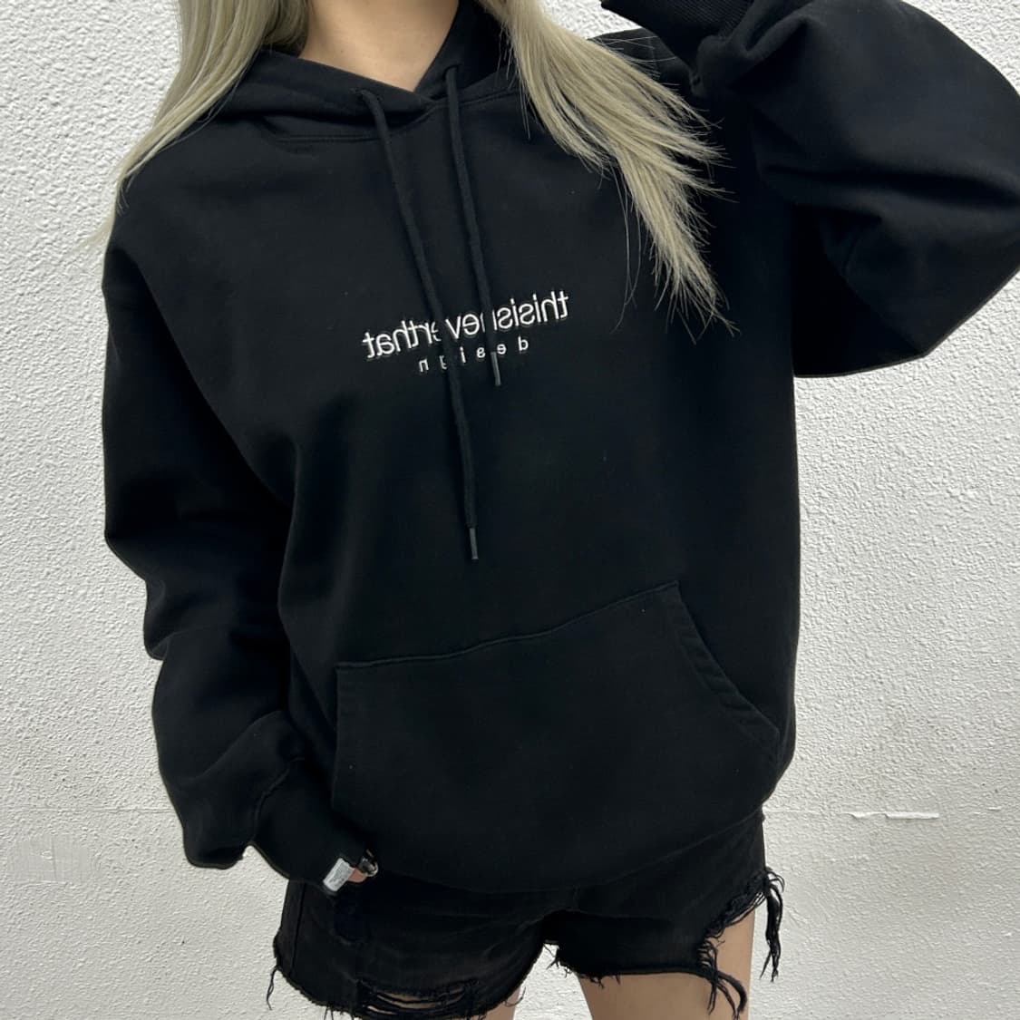 디스이즈네버댓 센터로고 블랙 후드 M 상품이미지1