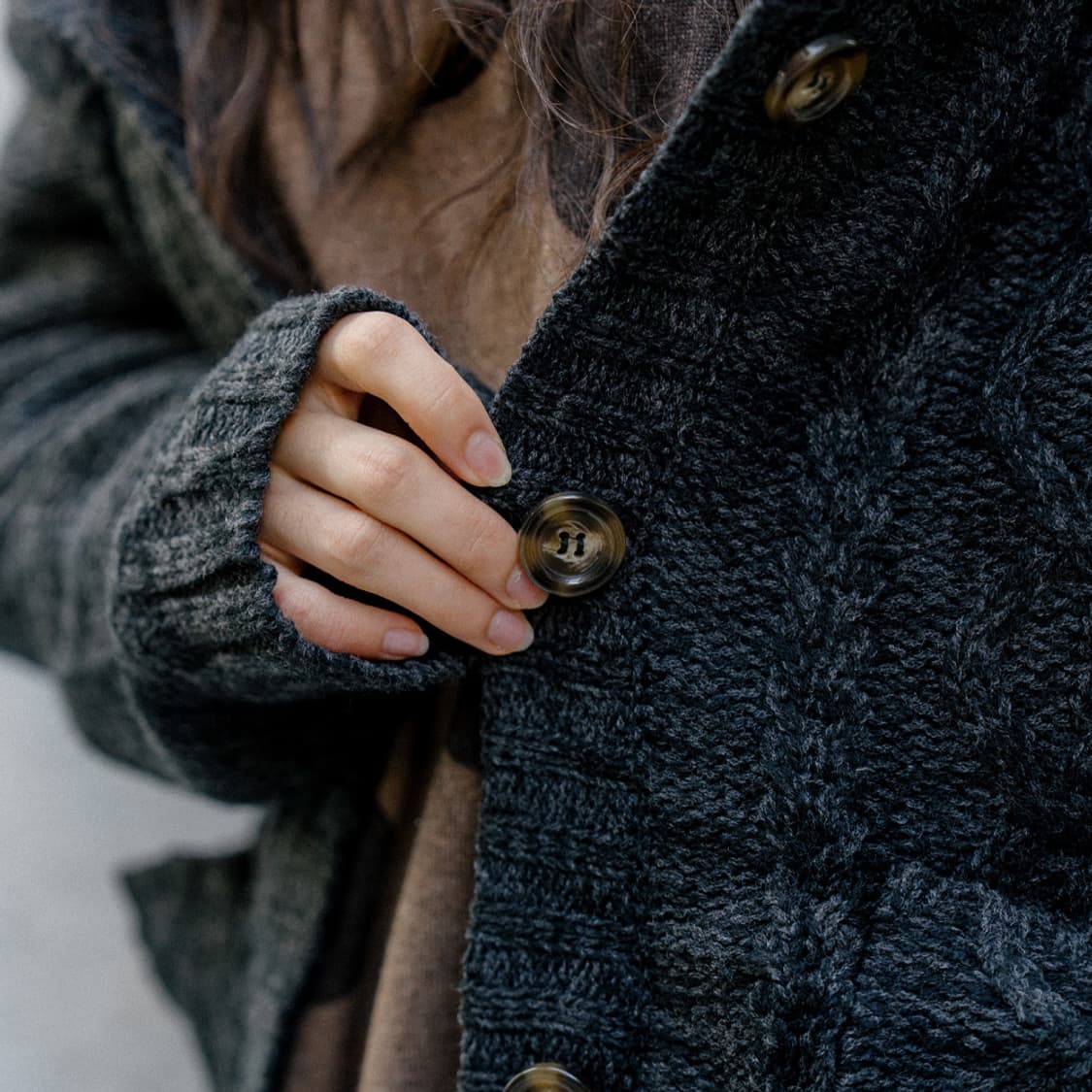 유키모리 퍼후드 케이블 가디건 상품이미지9