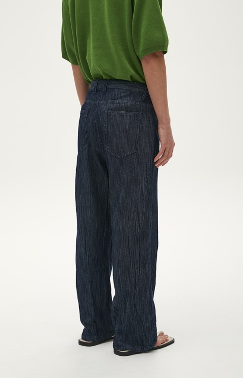 쿠어 크링클 와이드 데님팬츠 인디고 M 상품이미지2