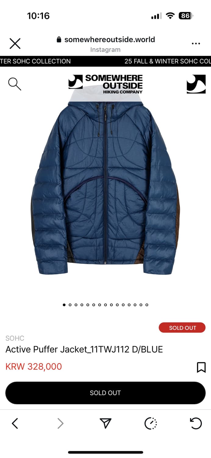 SOHC Active Puffer Jacket D/BLUE /L사이즈 상품이미지1
