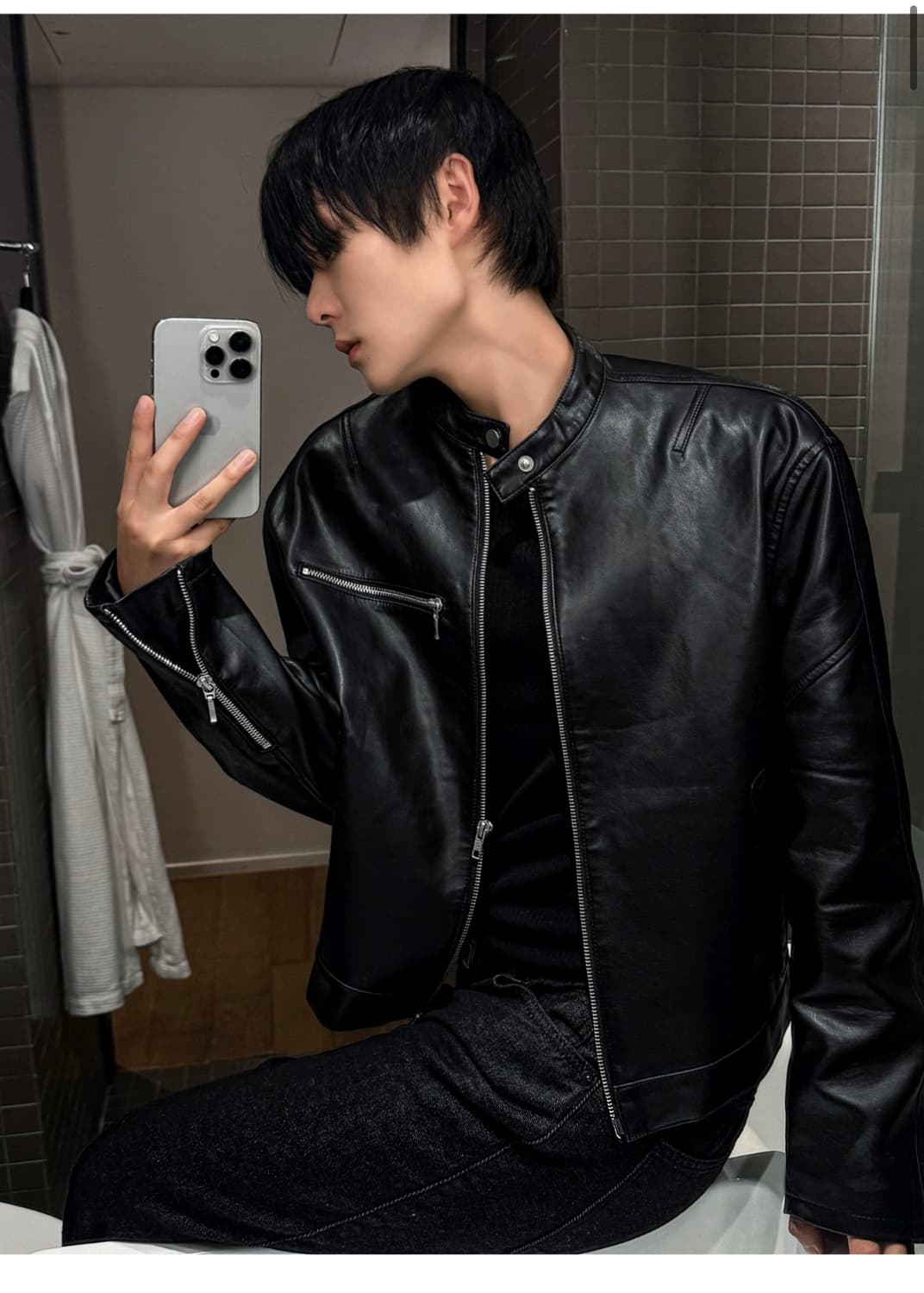 블랙 레더 라이더 자켓 상품이미지1