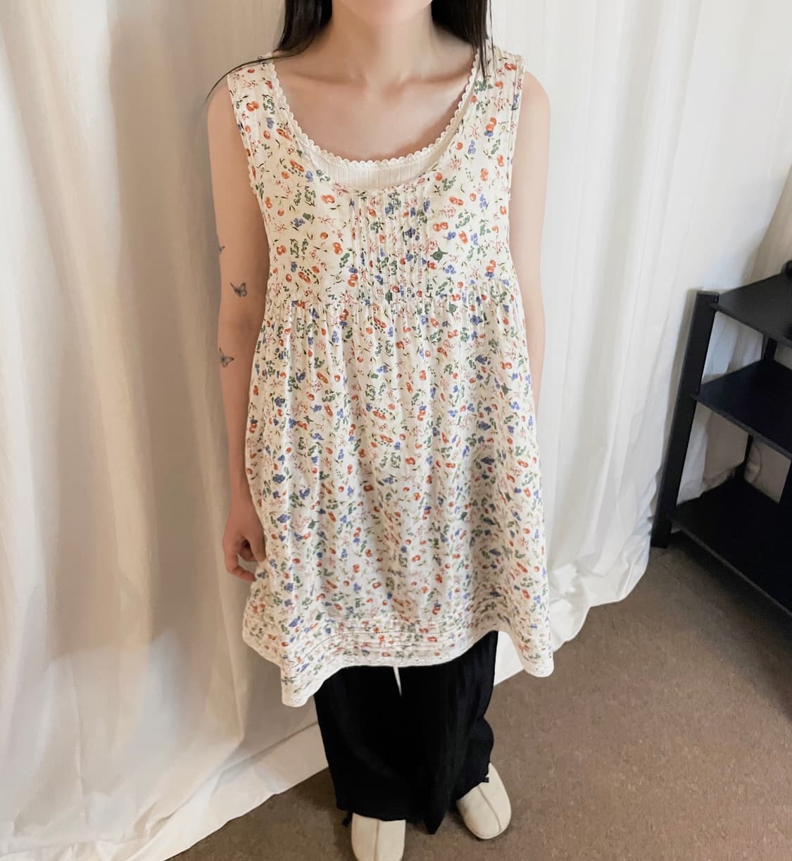 Floral Cotton Long Sleeveless - Ivory 상품이미지4