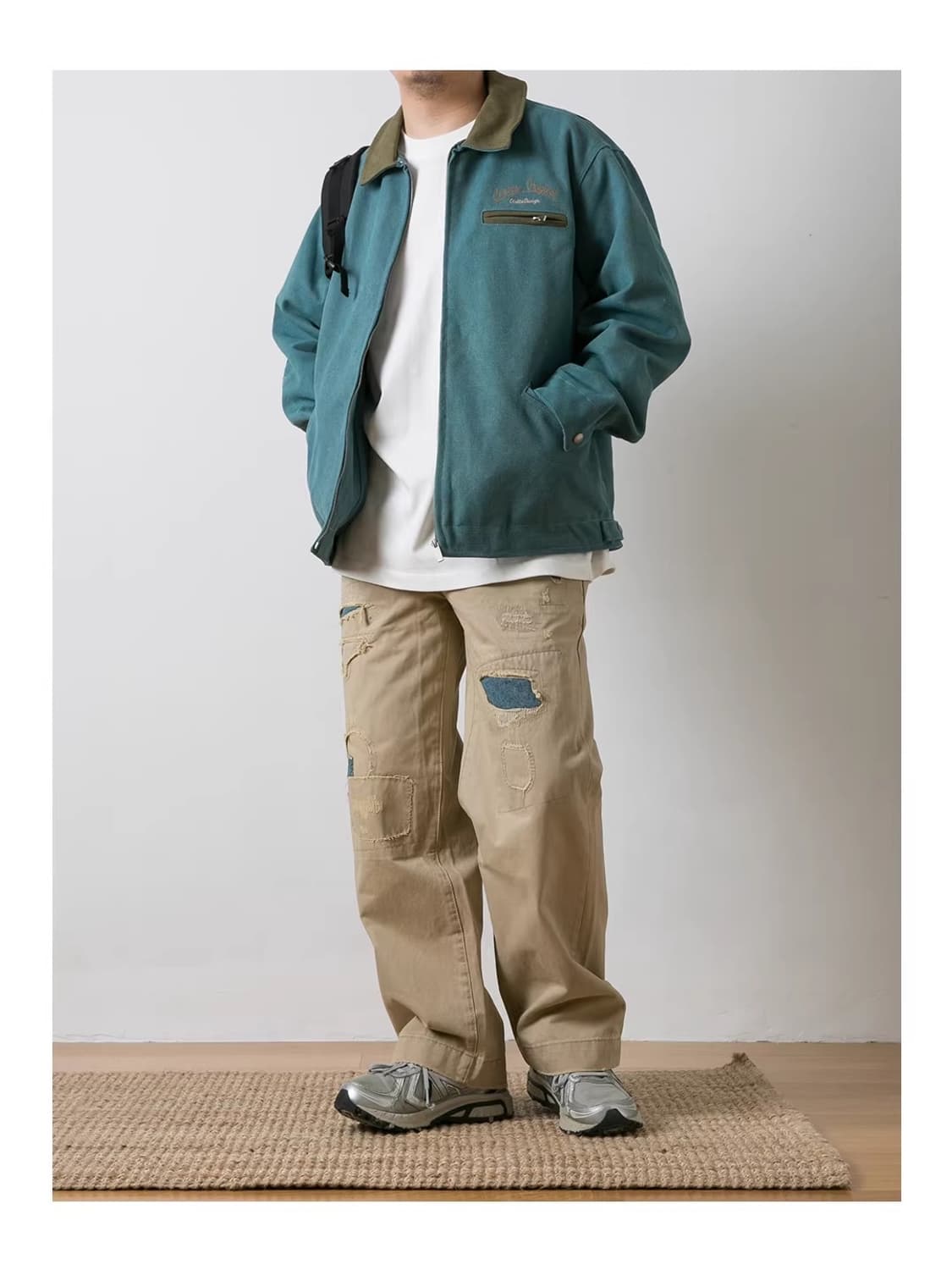 ️️️♦️ COZY / 러기드 코튼 패치워크 빈티지 치노 와이드 팬츠 상품이미지2