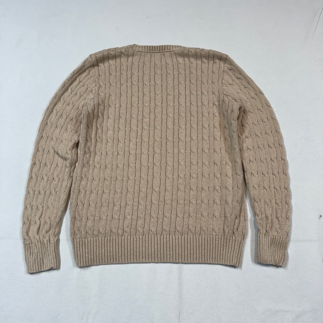 M) 폴로 랄프로렌 케이블 꽈배기 니트 탄 브라운 신형 큐알탭 상품이미지5