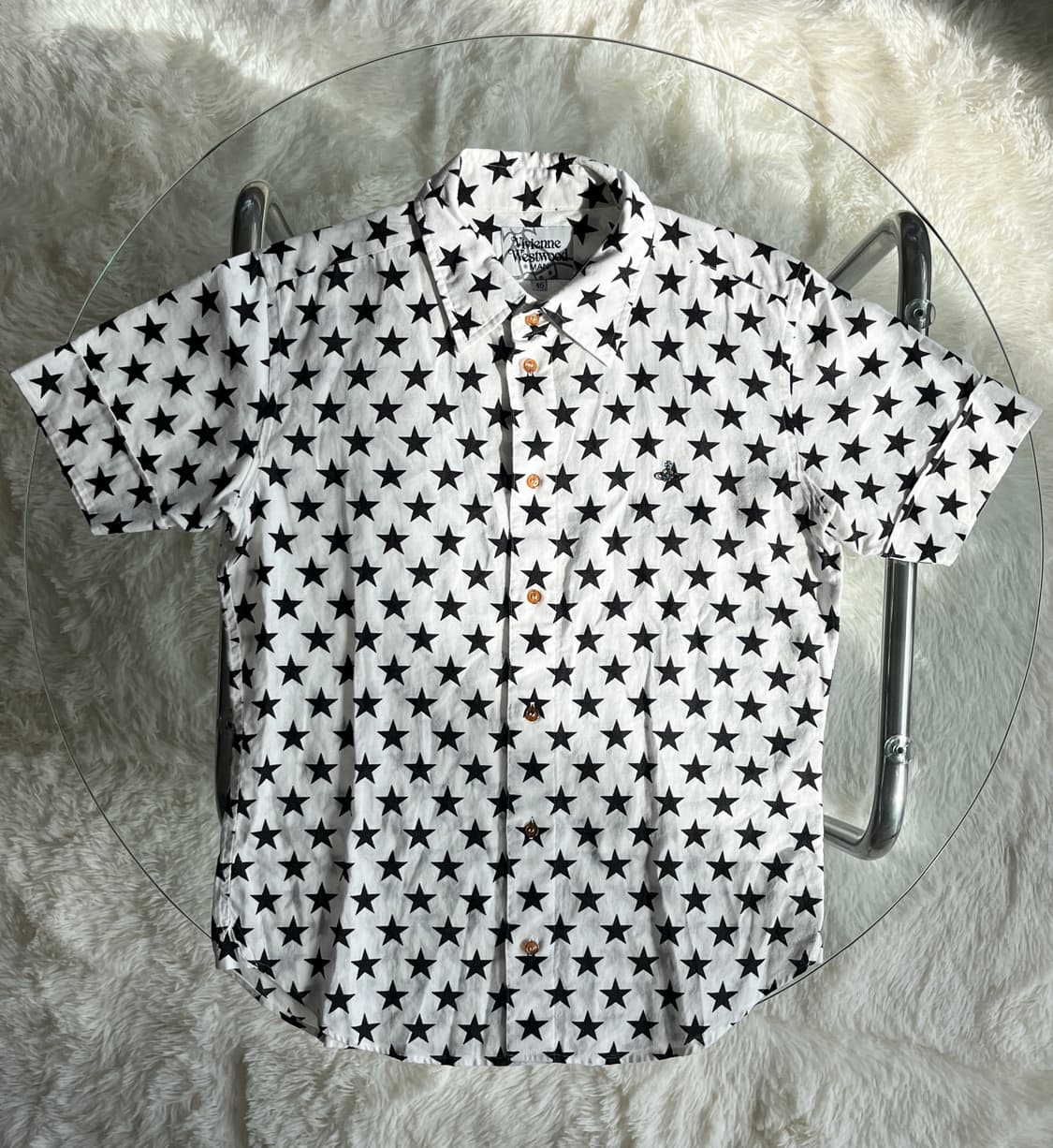 비비안 웨스트우드 반짝반짝 오브 로고 자수 스타 패턴 반팔 셔츠 상품이미지2