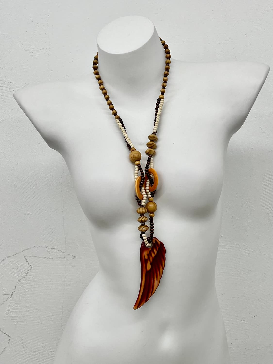 히피 에스닉 우드 롱 네크리스 상품이미지1