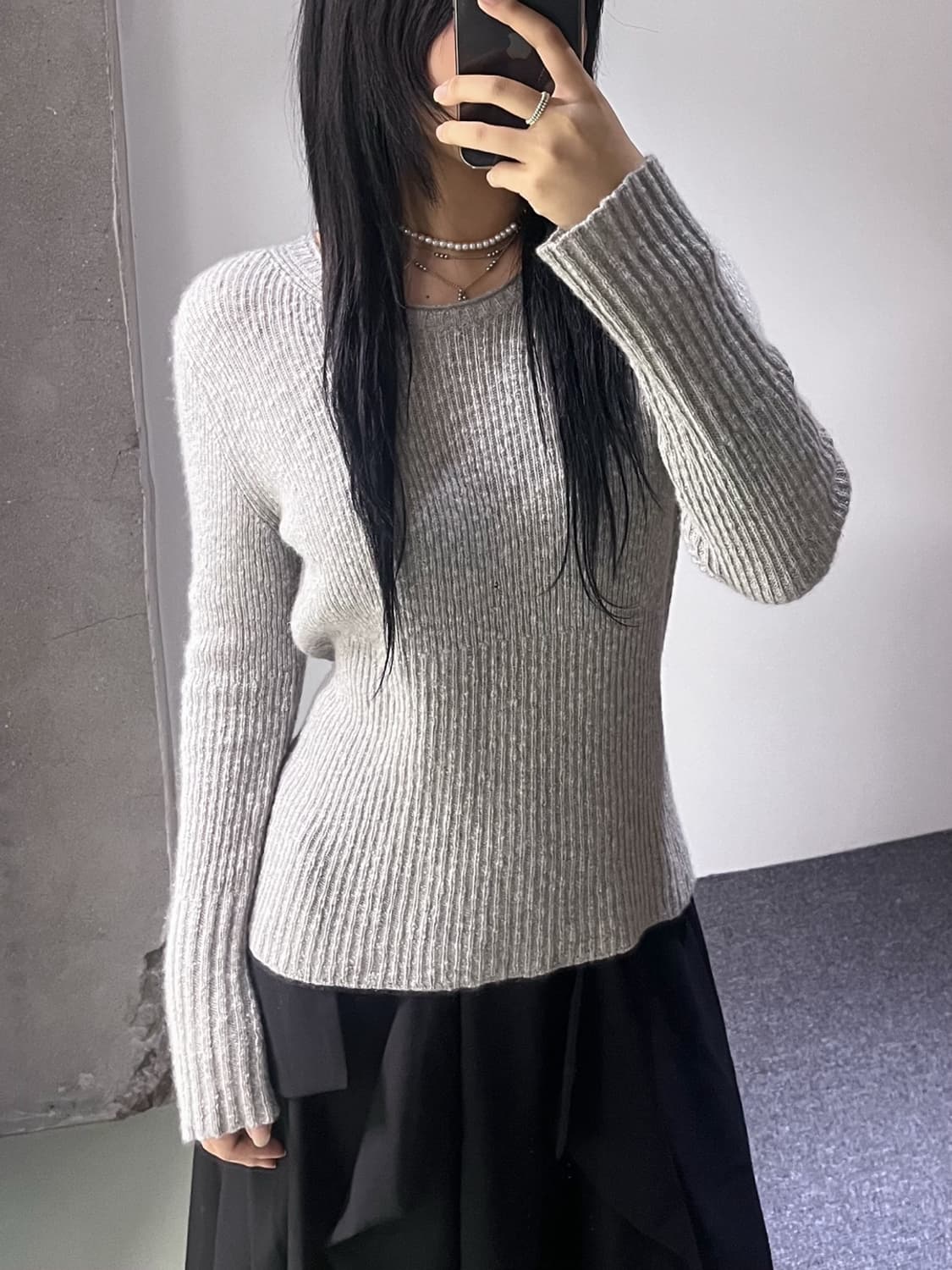 헬무트랭 베이직 리브드 울 스웨터 상품이미지1