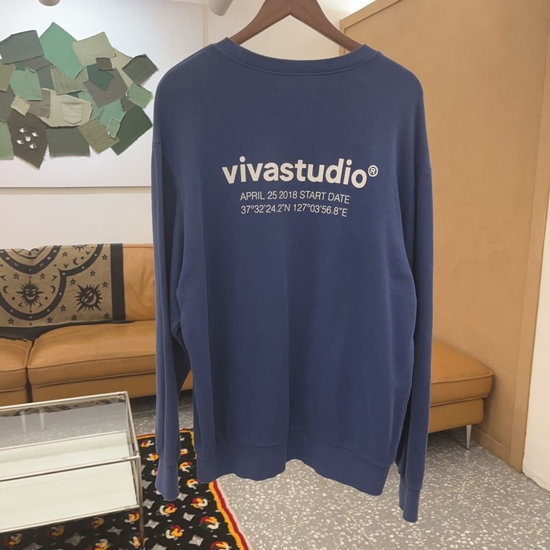 비바스튜디오 캐주얼 인디블루 오버핏 맨투맨 L C07406 상품이미지4