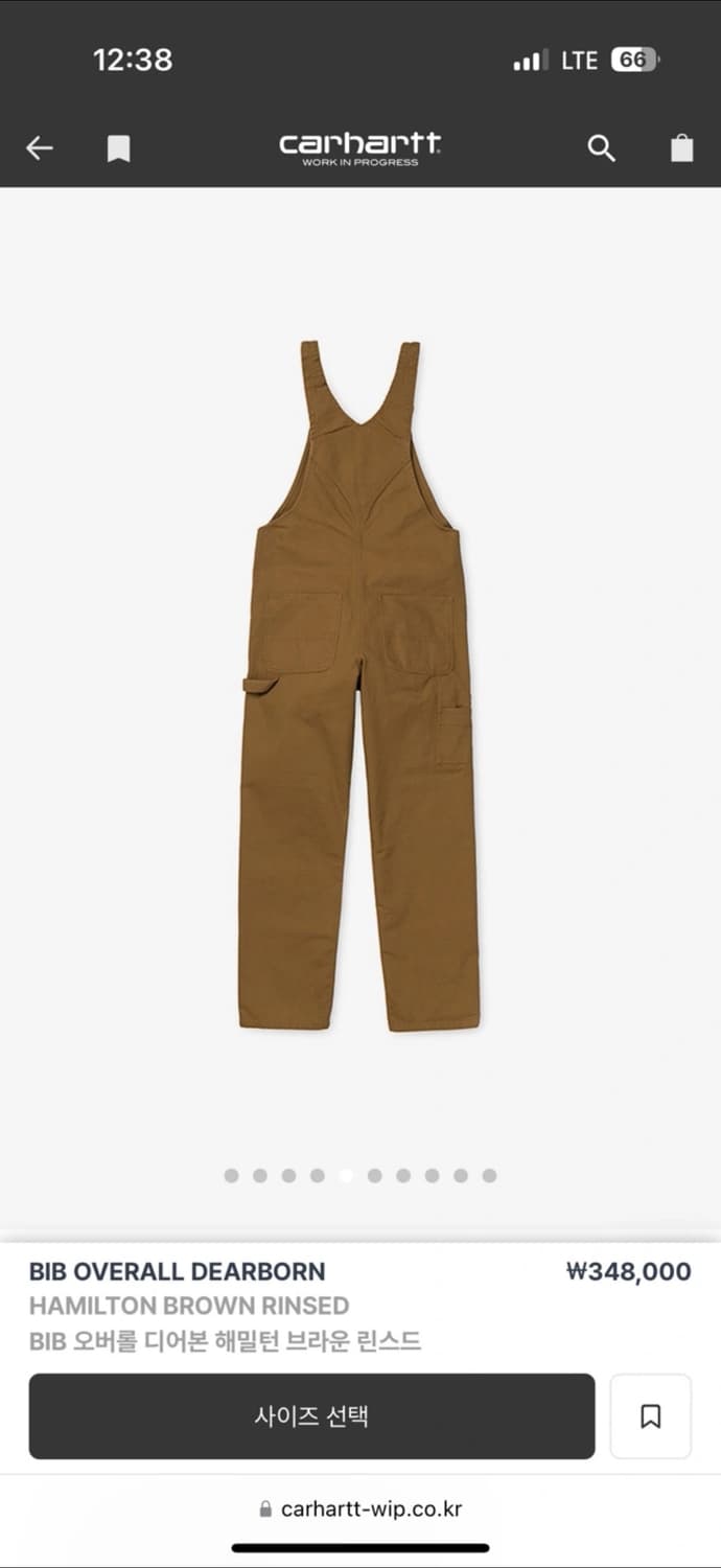 칼하트 BIB 오버롤 디어본 해밀턴 브라운 린스드 (멜빵) 상품이미지2
