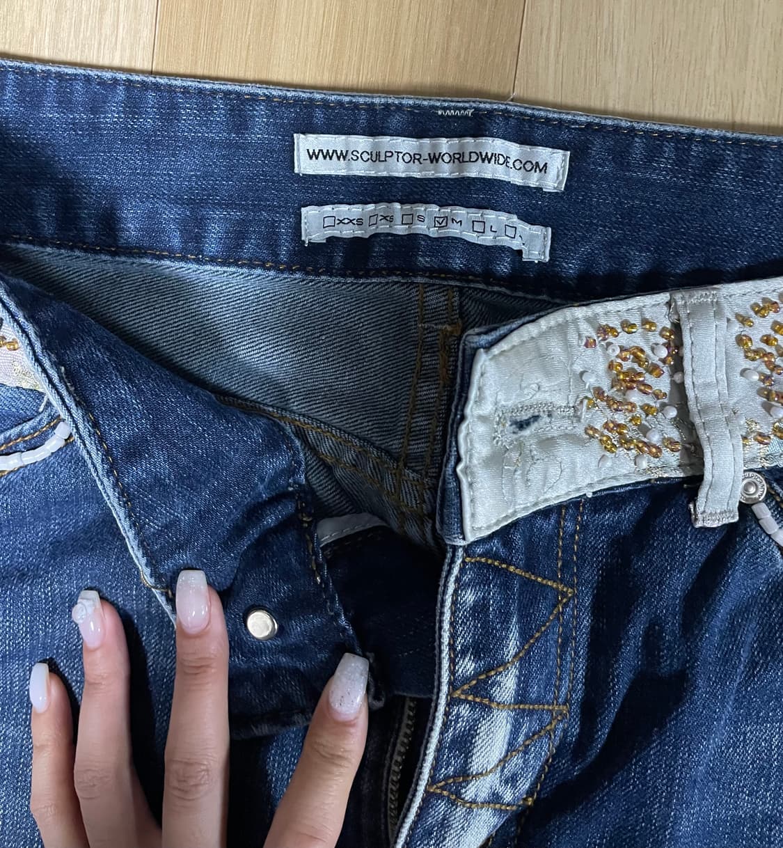 스컬프터  Beaded Waist Denim Pants 인디고블루 상품이미지4