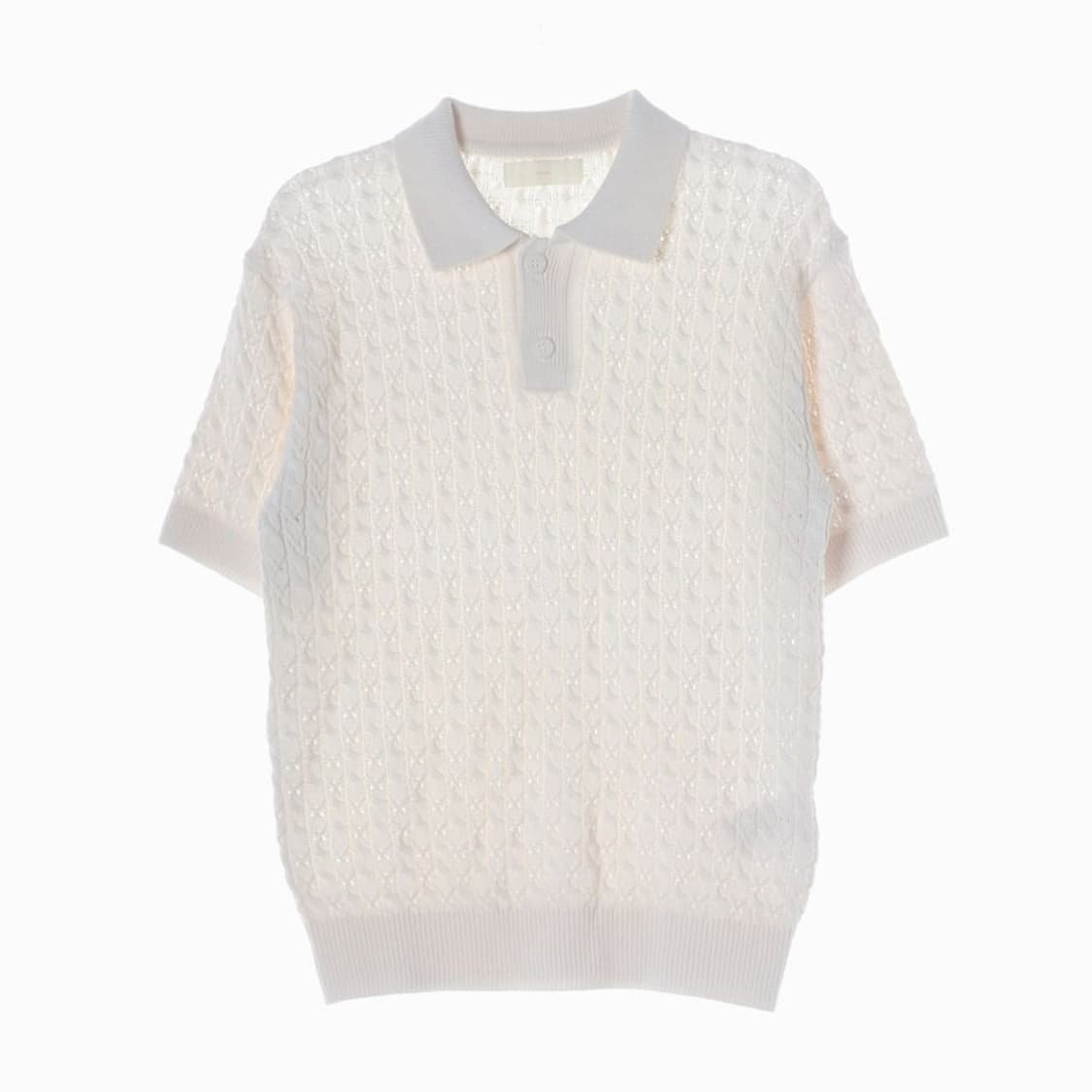 미나브 아이보리 케이블 반팔 카라 니트 M 상품이미지1