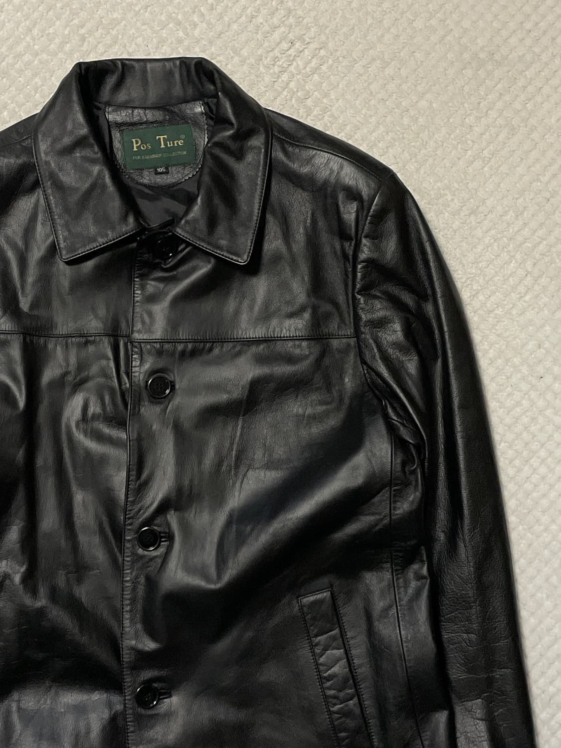 웨스턴 무드 카우하이드 소가죽 레더 카 코트 상품이미지3