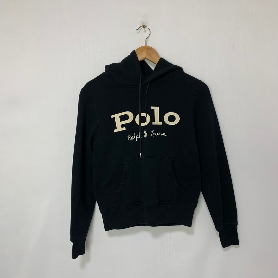 폴로 랄프로렌 블랙 빈티지 세미크롭 후드티 여성 S 상품이미지1