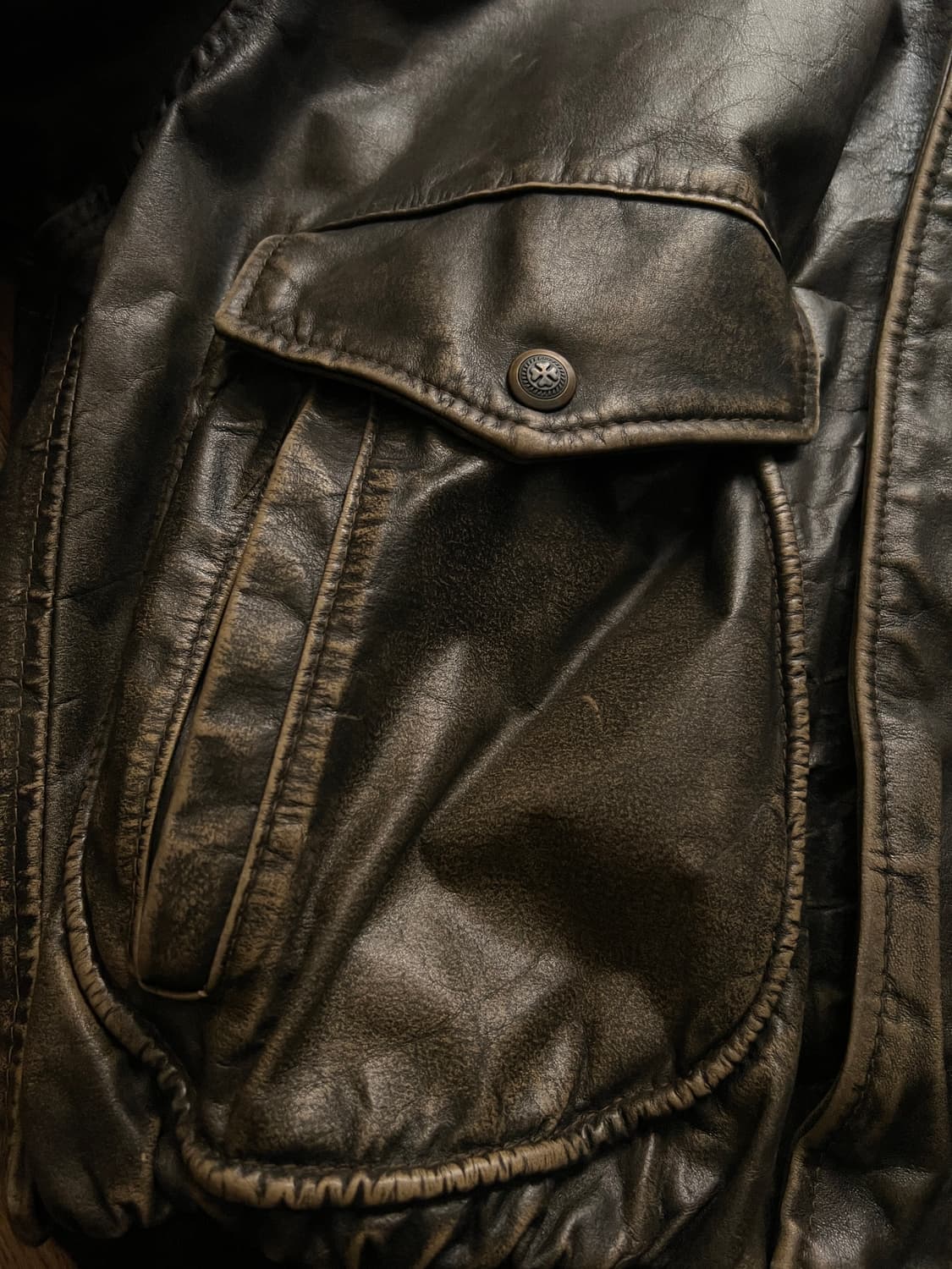 [XL]90's 프랑스제 빈티지 리얼레더 A-2 플라이트 자켓 상품이미지3