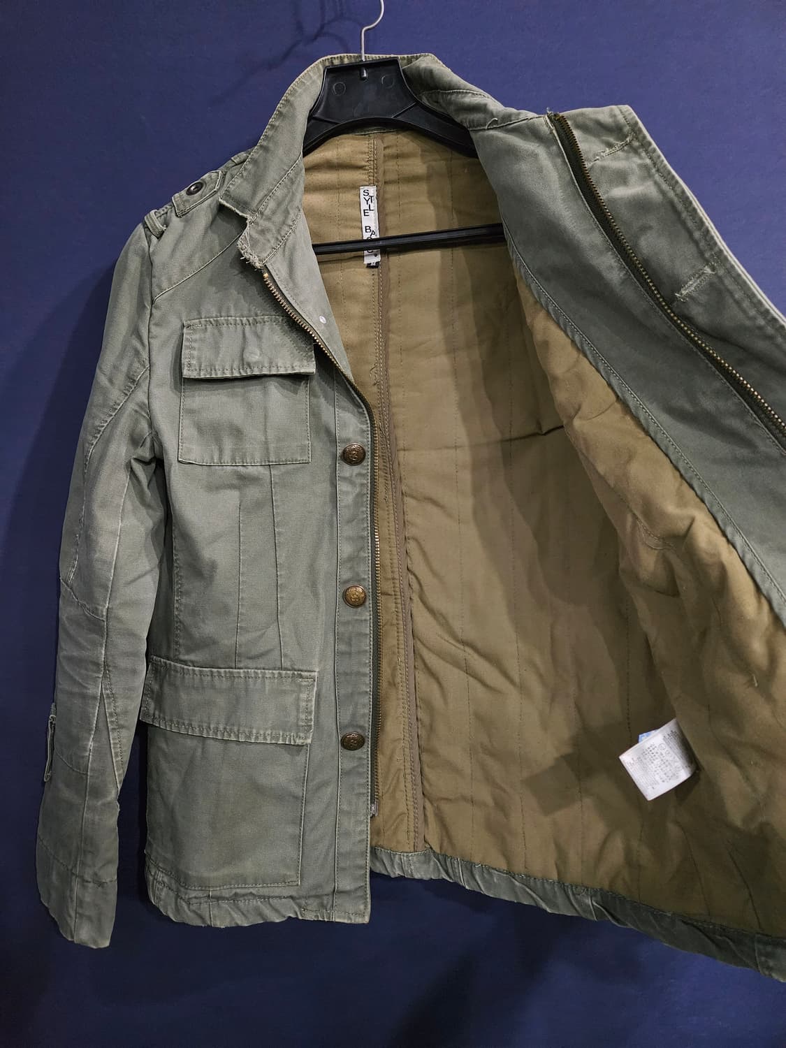 스타일 베이직 카키컬러 남성 슬림핏 95 빈티지 데님 야상자켓  상품이미지8