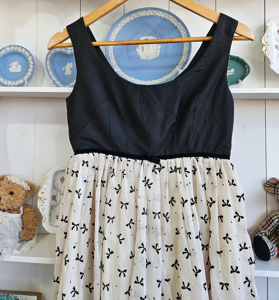 리본 쉬폰 배색 원피스 상품이미지4