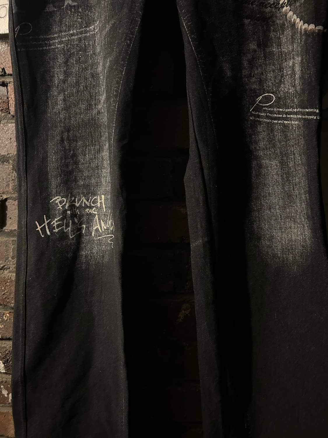 2000s JPN 고딕 트롱프뢰유 프린팅 블랙 팬츠 상품이미지3