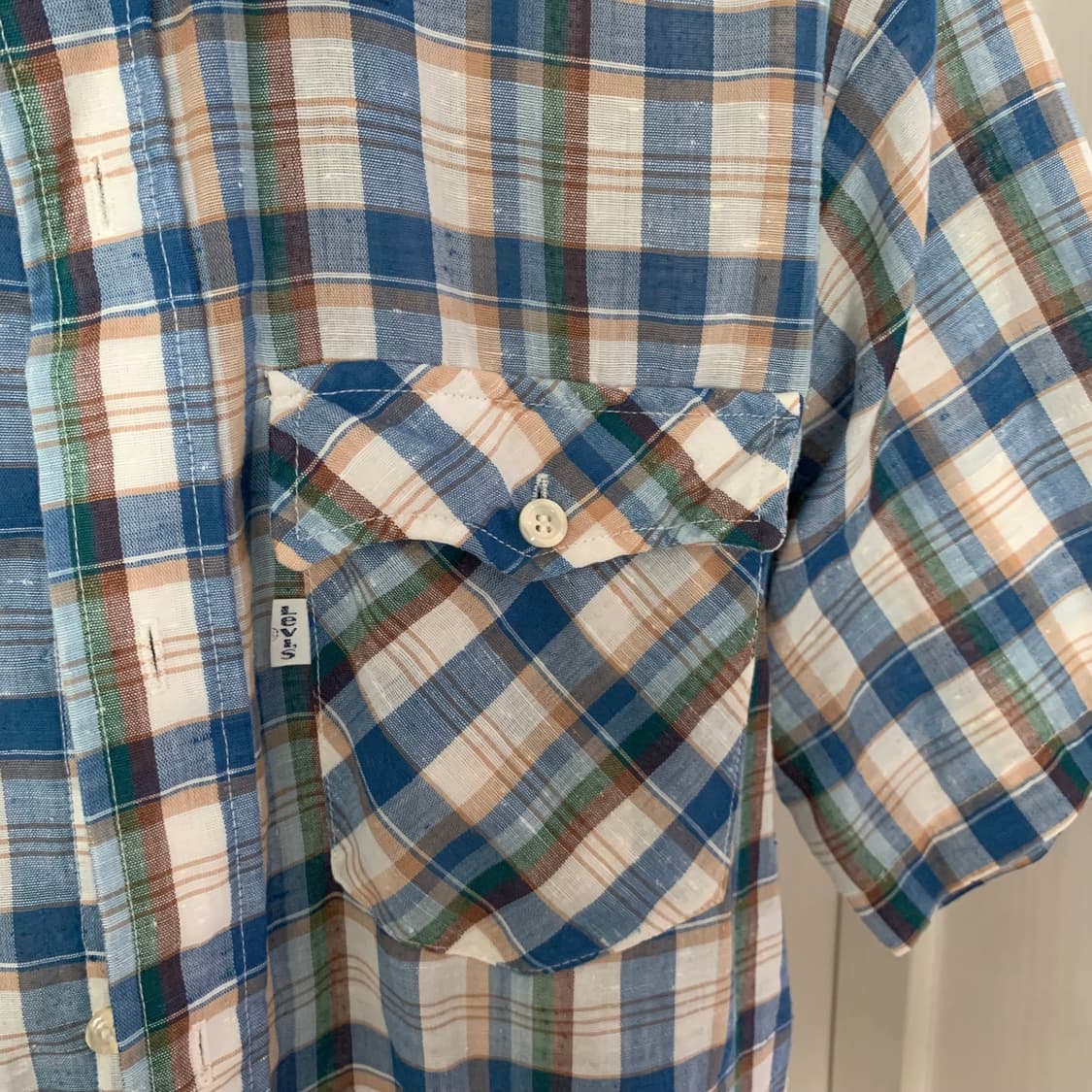 리바이스 70s 빈티지 웨스턴 포켓 반팔 체크 셔츠 상품이미지2