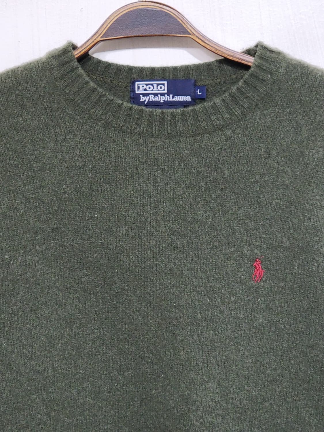 (L) 랄프로렌 폴로 니트 녹색 램스울 스웨터 라운드  상품이미지2