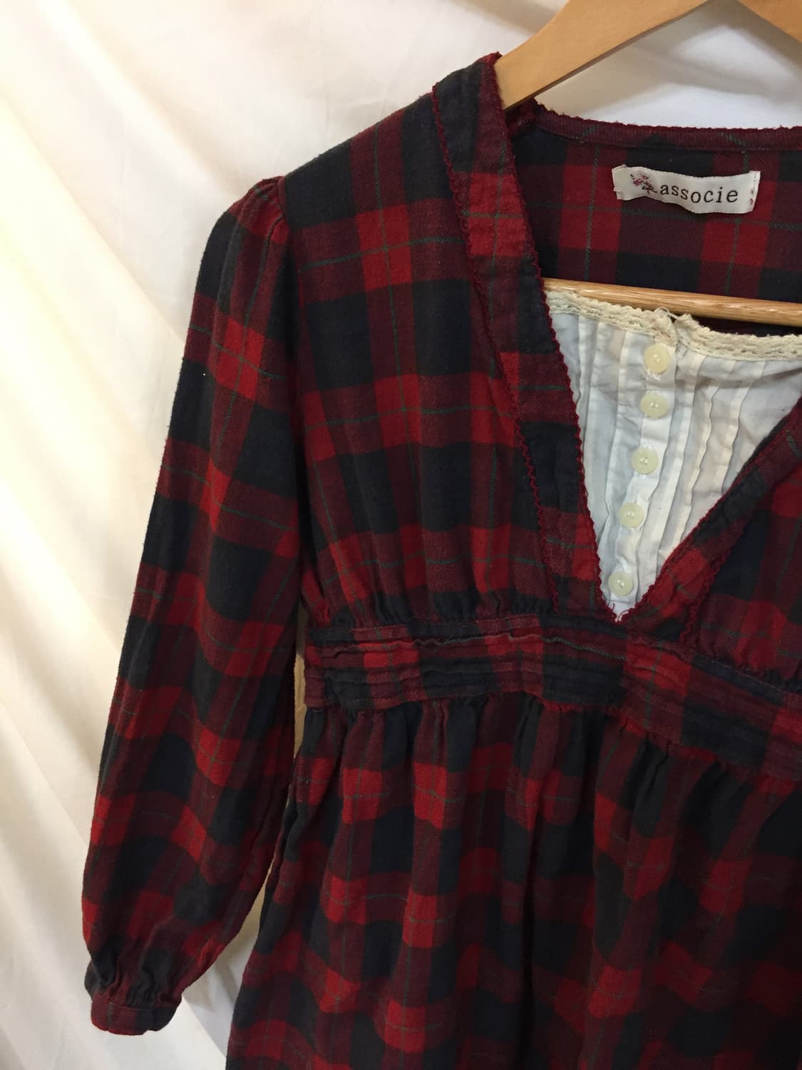 레이스 레이어드 모리걸 체크티셔츠 상품이미지4