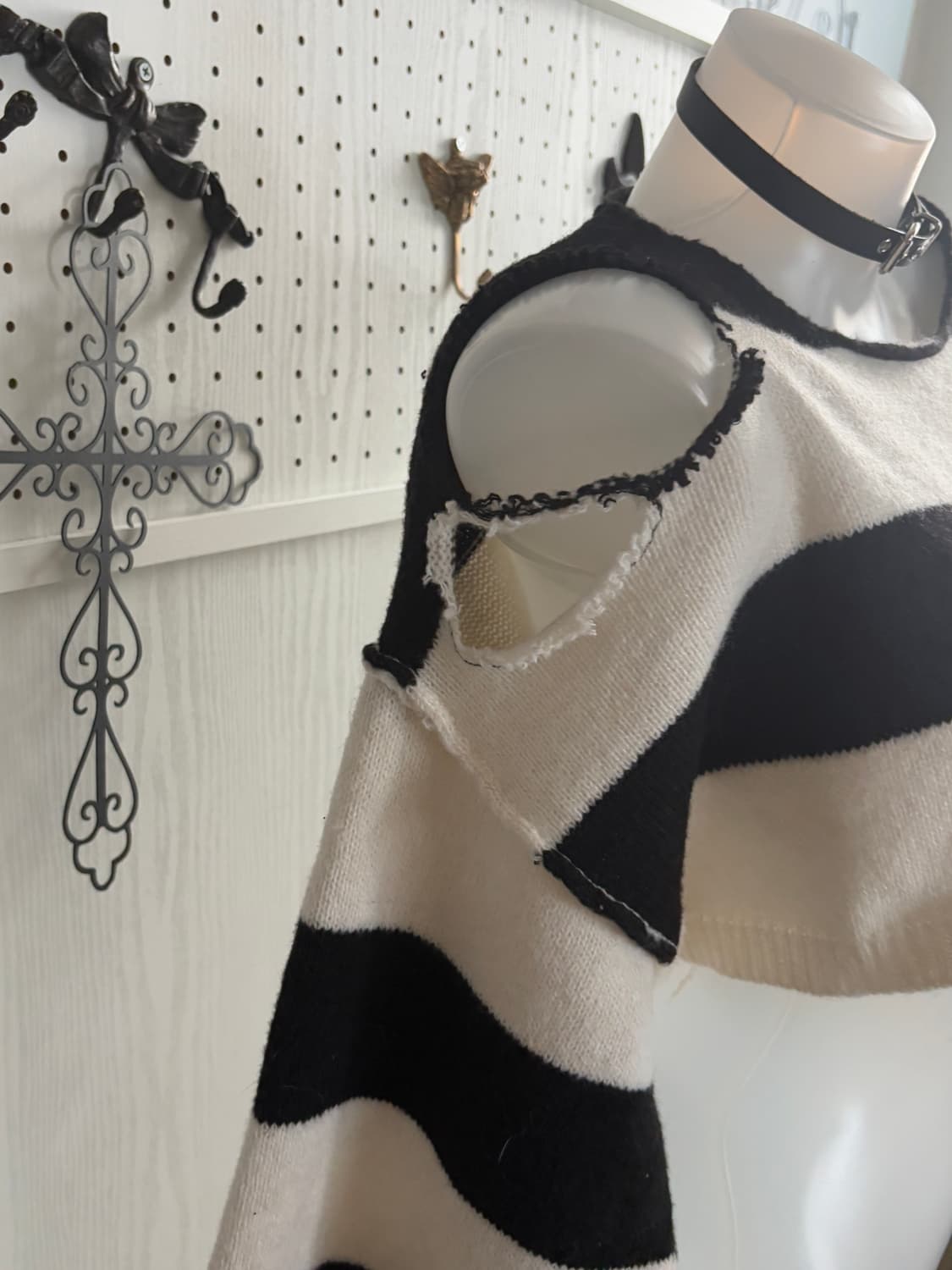 • striped cross-patch cropped knitwear 상품이미지5