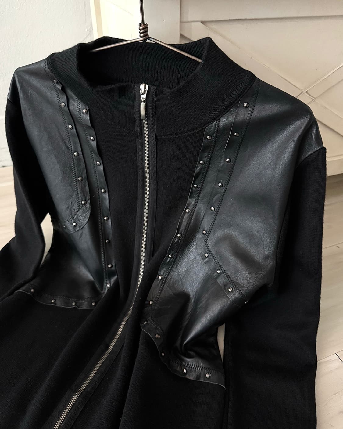 Real Leather point knit zip-up 상품이미지10