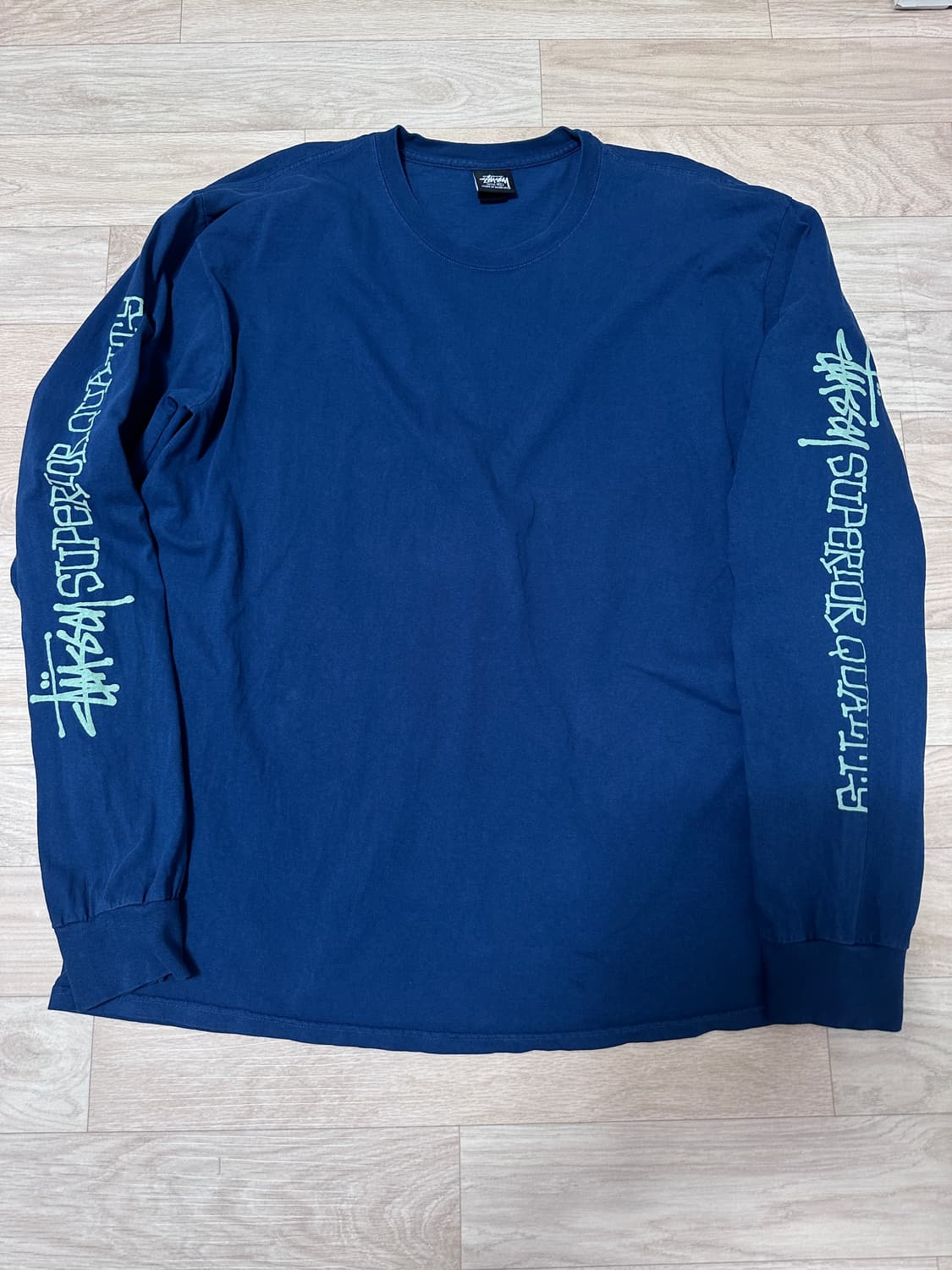 [XL] 스투시 슈페리어 퀄리티 피그먼트 다이드 롱슬리브 티셔츠 네이비 상품이미지2