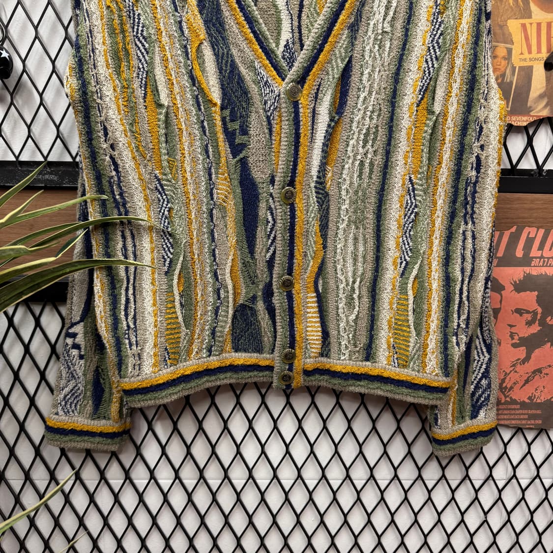 90s 올드컨트리 빈티지 케이블 니트 가디건 멀티컬러 상품이미지4