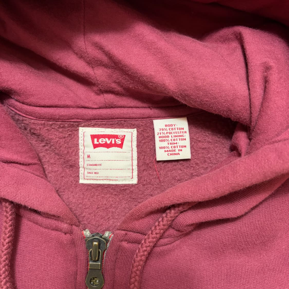 리바이스 버건디 후드집업(M) 상품이미지4