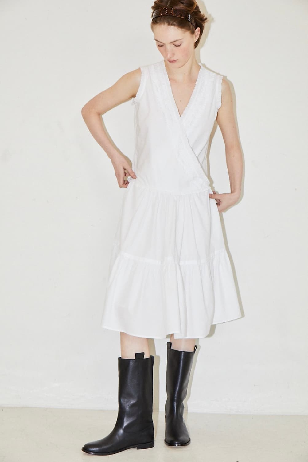 FARVEN 파르벵 셔링 랩 원피스 HEAVY SHIRRING WRAP  상품이미지1