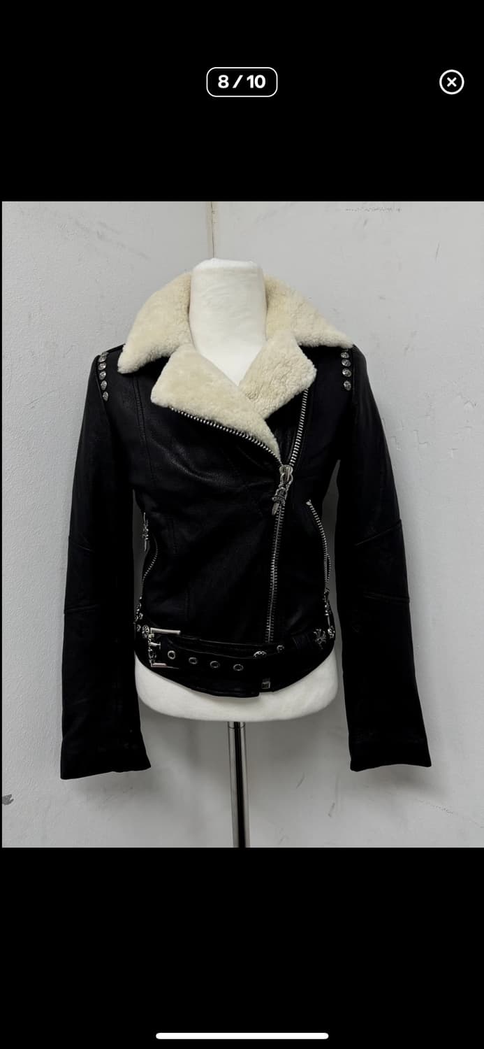 크로스 패치 사이드지퍼 레더자켓 상품이미지7