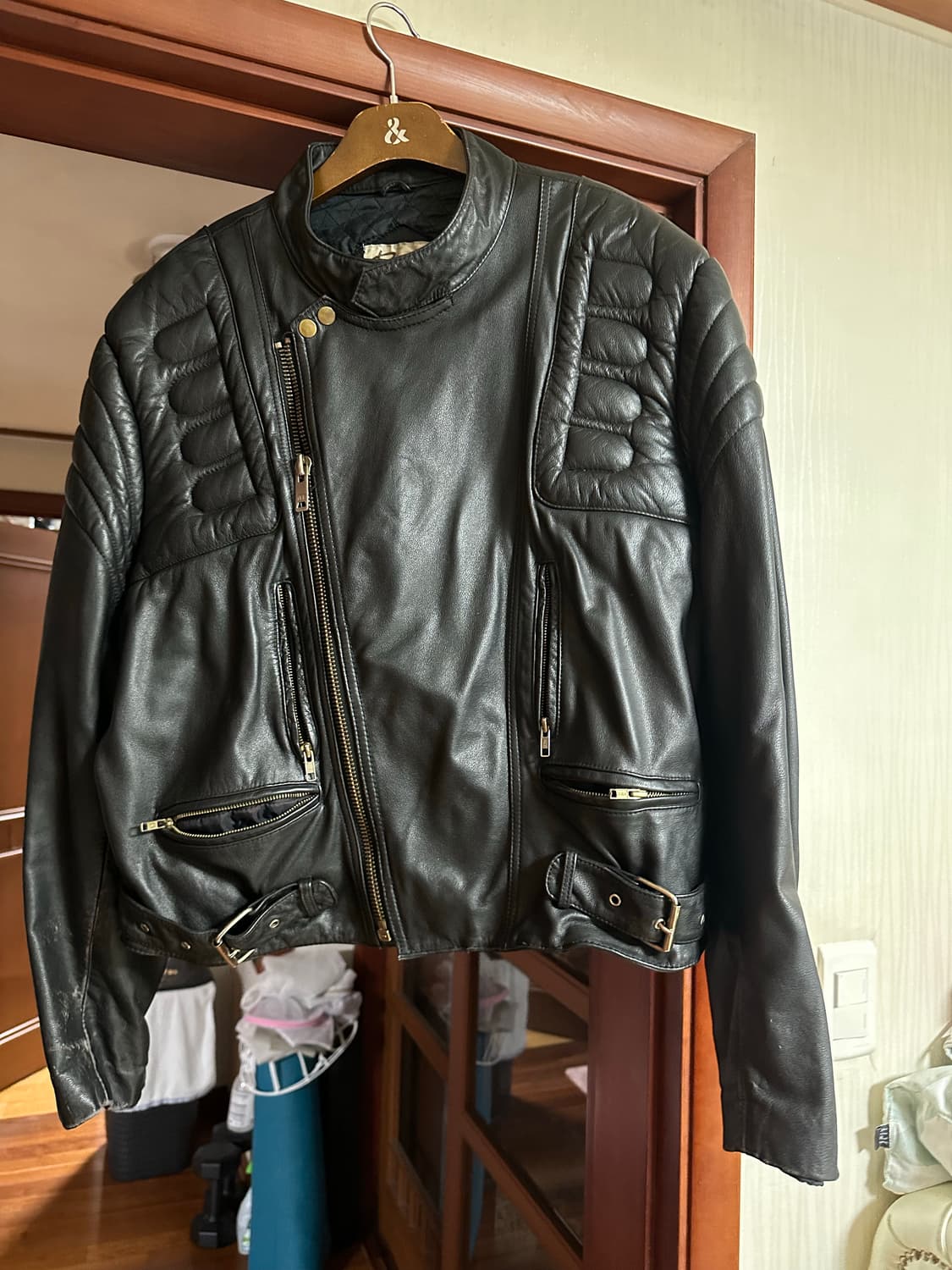 소가죽 가죽 레더 바이커 자켓 블랙 L 사이즈 상품이미지1