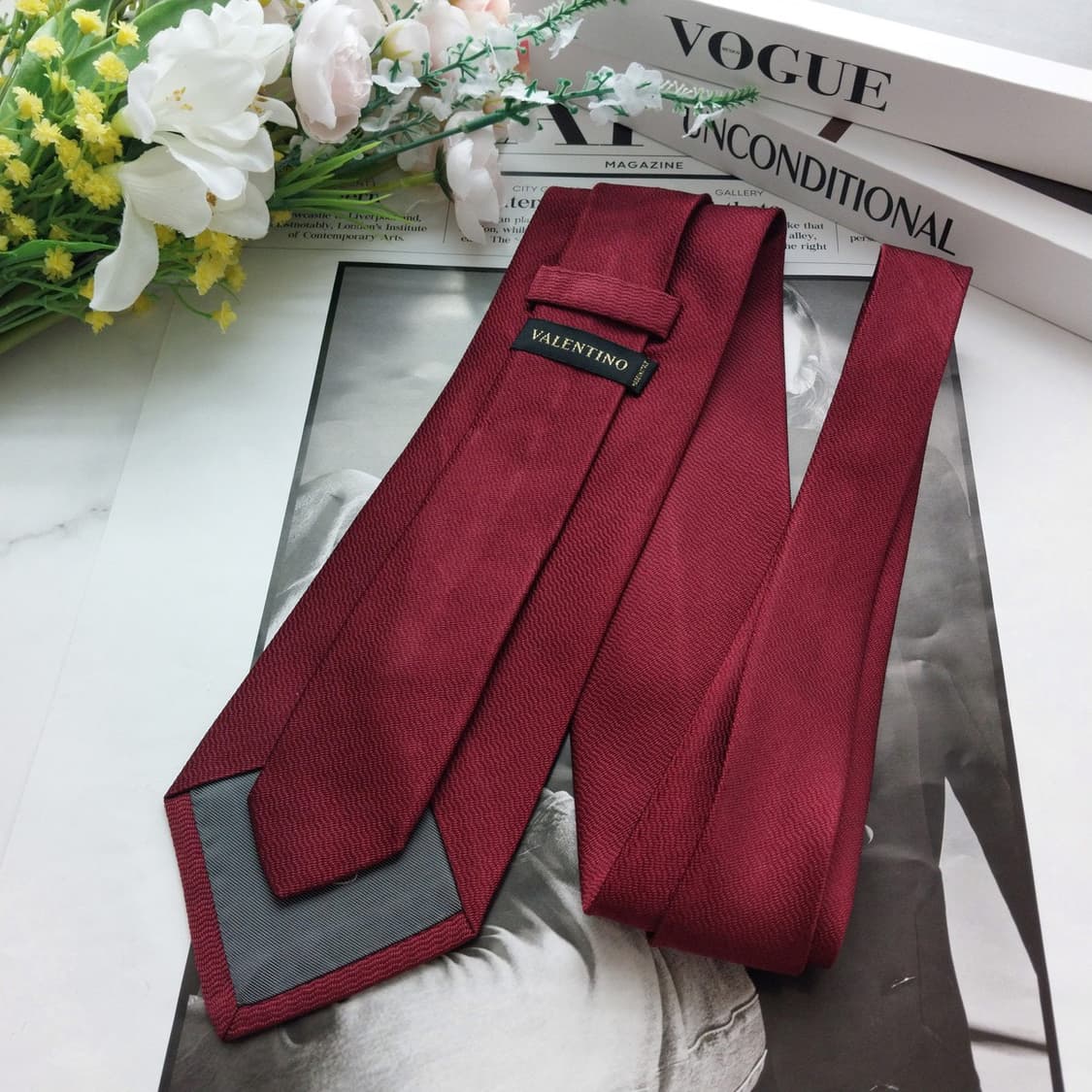 발렌티노 실크 솔리드 자카드 넥타이 8.5cm S등급 K572 상품이미지3