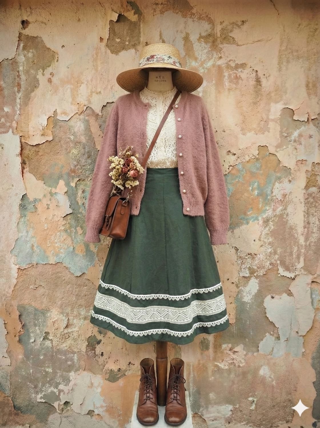 딥그린 레이스 스커트 상품이미지2