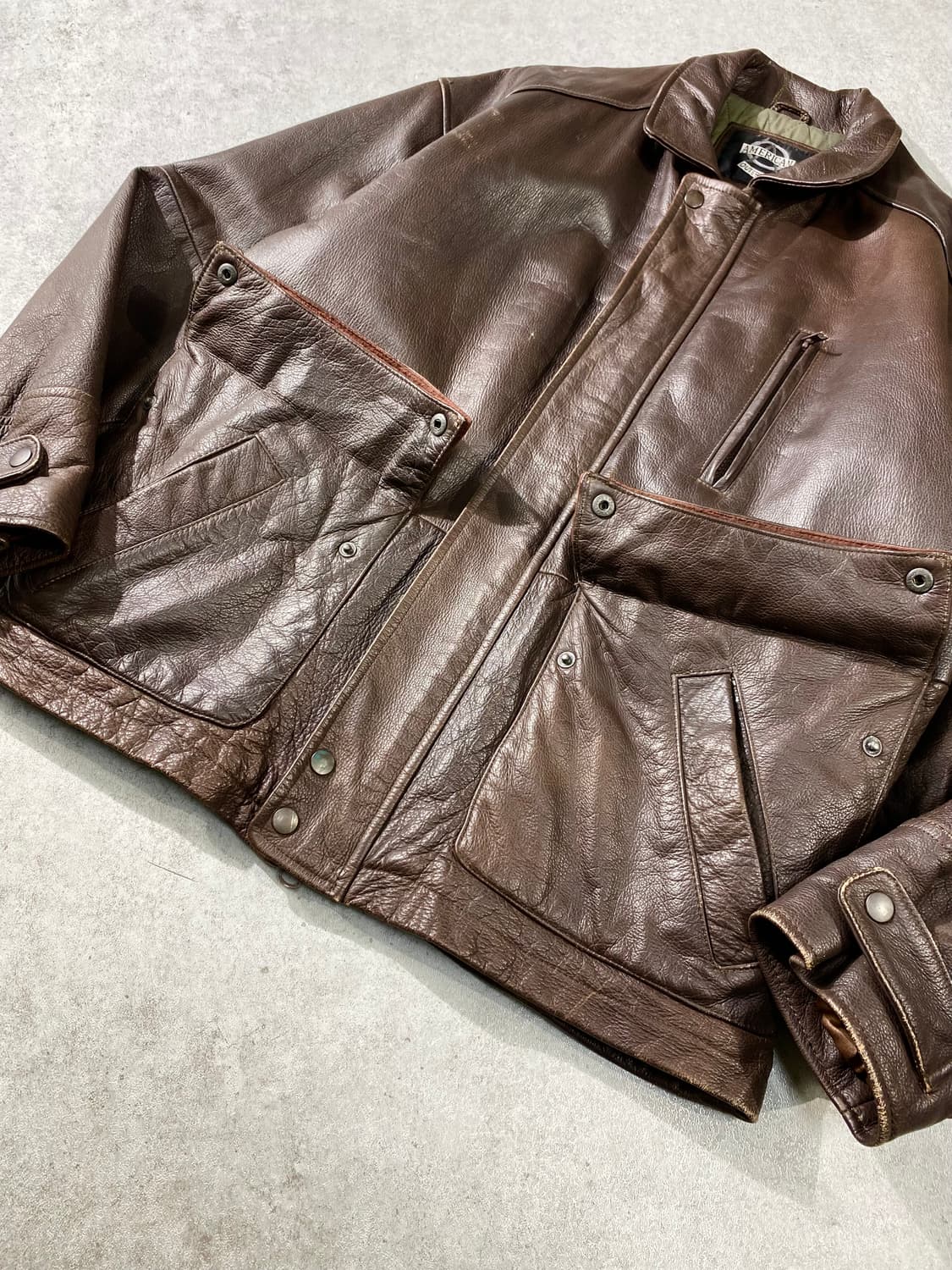 [L-XL] AMERICAN OUTWEAR 브라운 리얼레더 자켓 상품이미지3