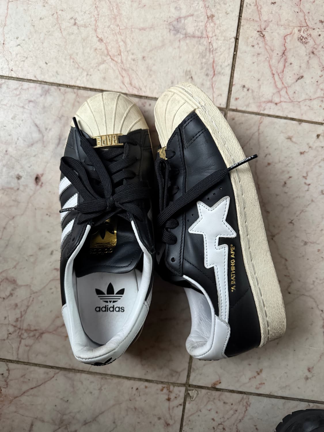 아디다스 x 베이프 슈퍼스타 80s 코어 블랙 오프 화이트 상품이미지3