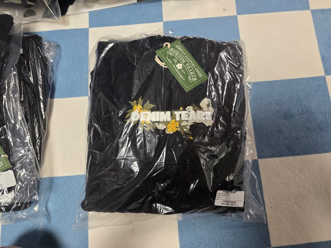 [L] 데님티어스 자수 후드 블랙 상품이미지2