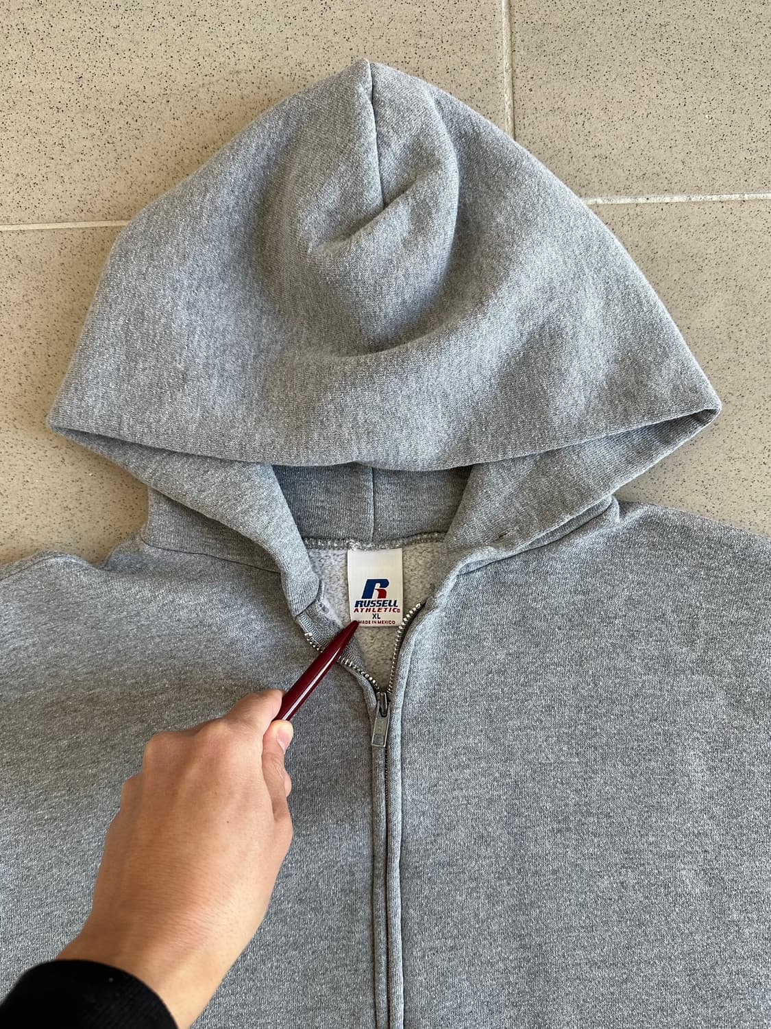 00s 빈티지 러셀 후드집업 그레이 XL 상품이미지4