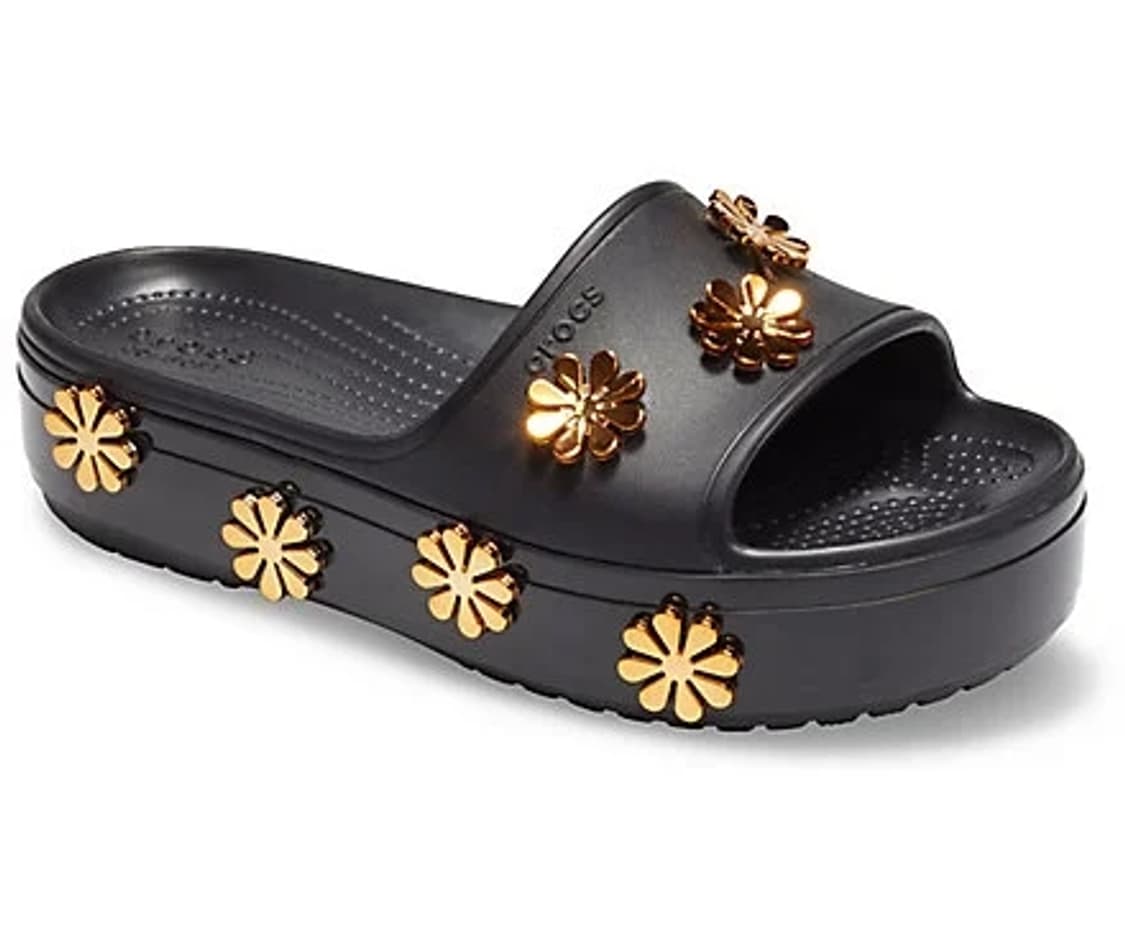 Crocs 크록스 크록밴드 플랫폼 메탈릭 블룸 슬라이드 슬리퍼 250 상품이미지1