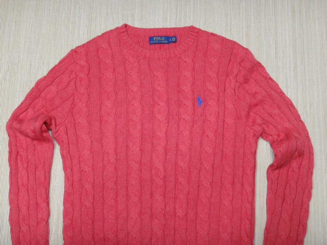 (S사이즈) 폴로랄프로렌 공용 라운드 꽈배기 면 니트 상품이미지3